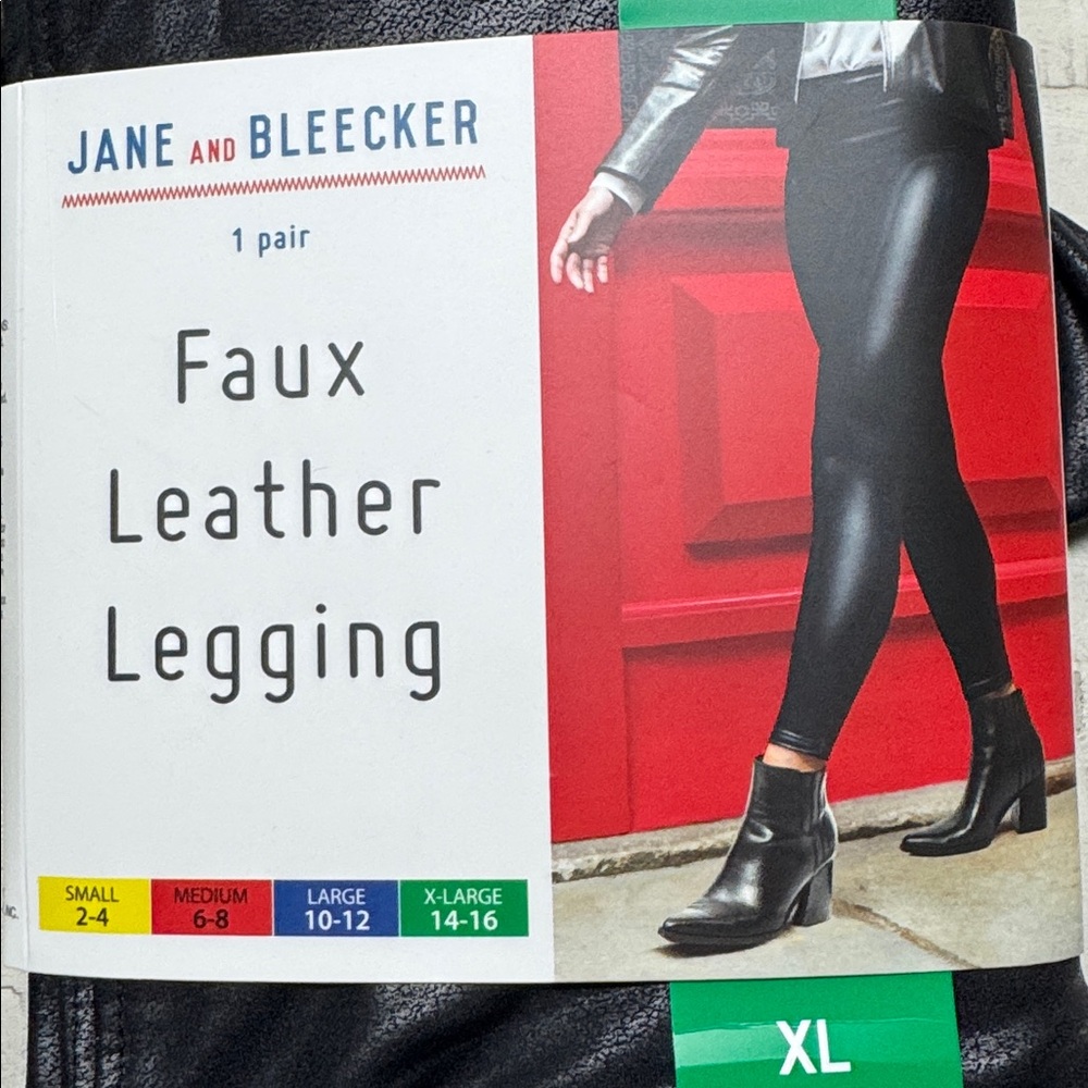 New Jane & Bleecker Black Faux Spanx Leather Leggings Size various